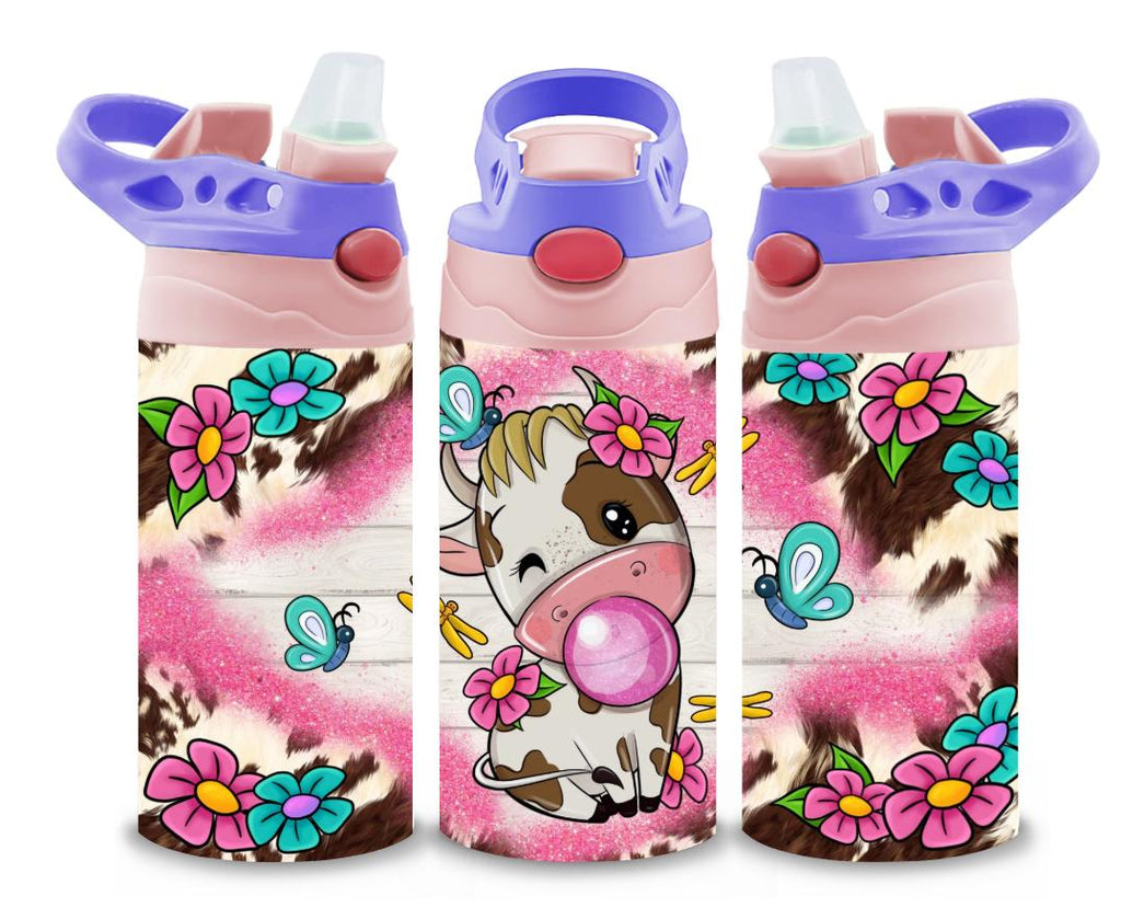 Cow Childrens Tumbler Cup With Silcone Sprout Sport Lid