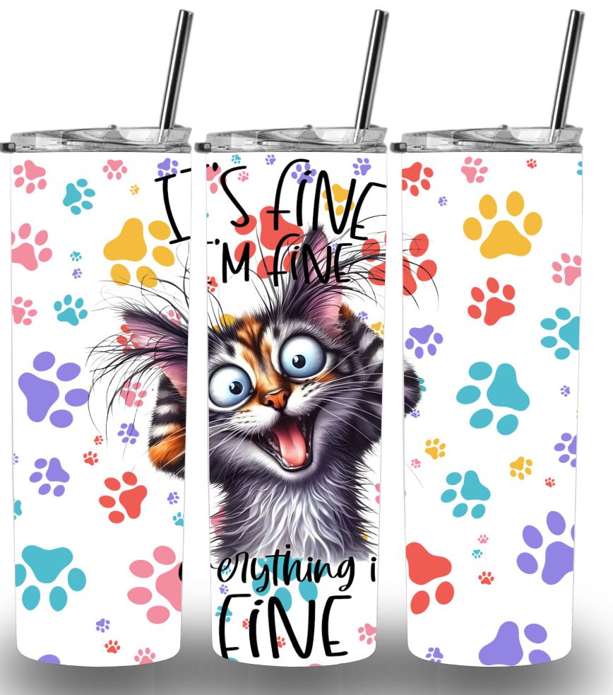 Funny Cat Themed 20oz Custom Printed Tumbler