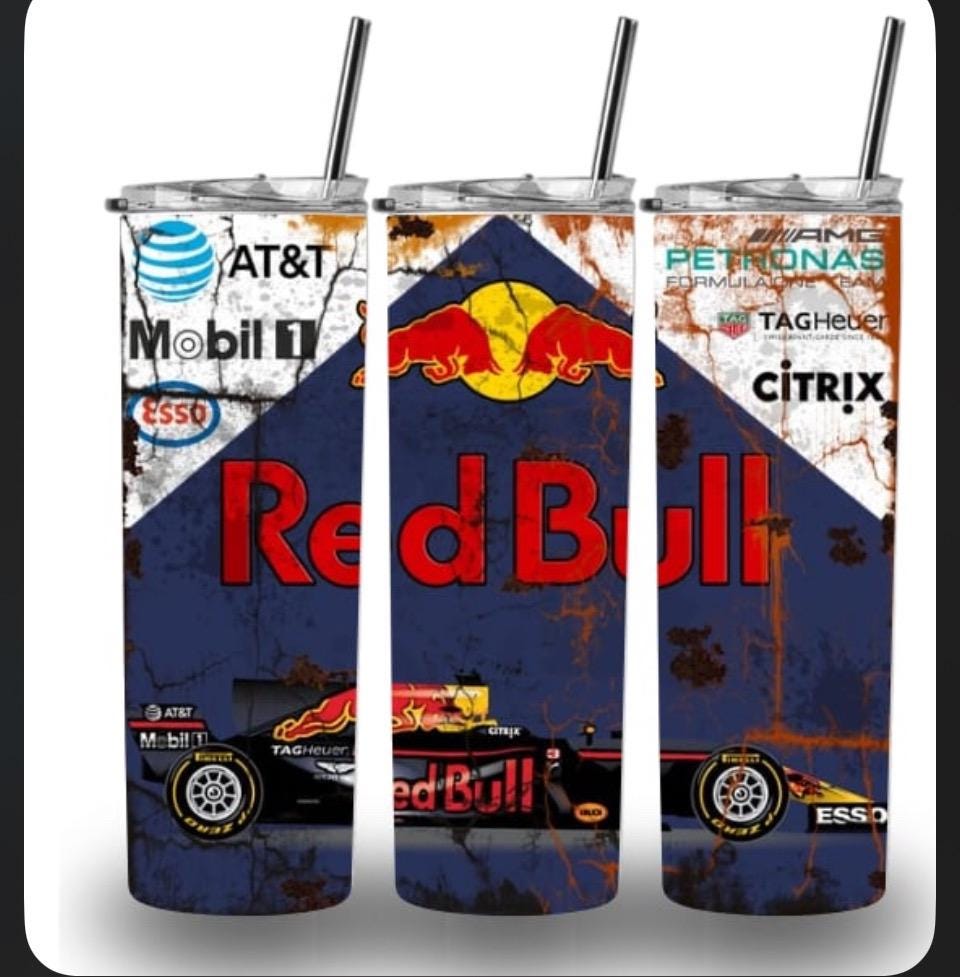 F1 Redbull 20oz Custom Printed Tumbler
