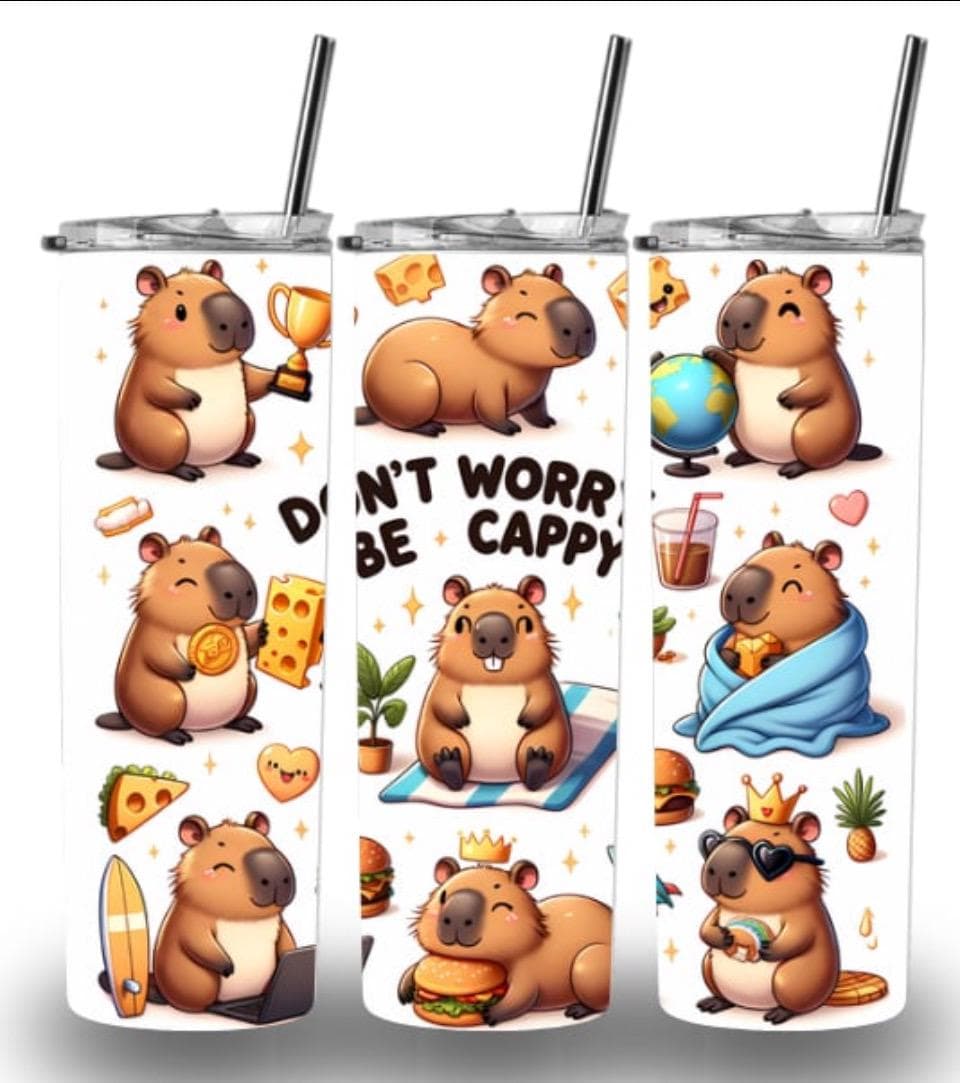 Capybara white 20oz Custom Printed Tumbler