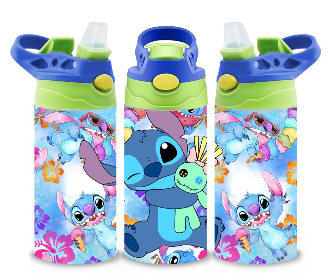 Stitch Themed 12oz Printed Childrens Tumbler Cup With Silcone Sprout Sport Lid