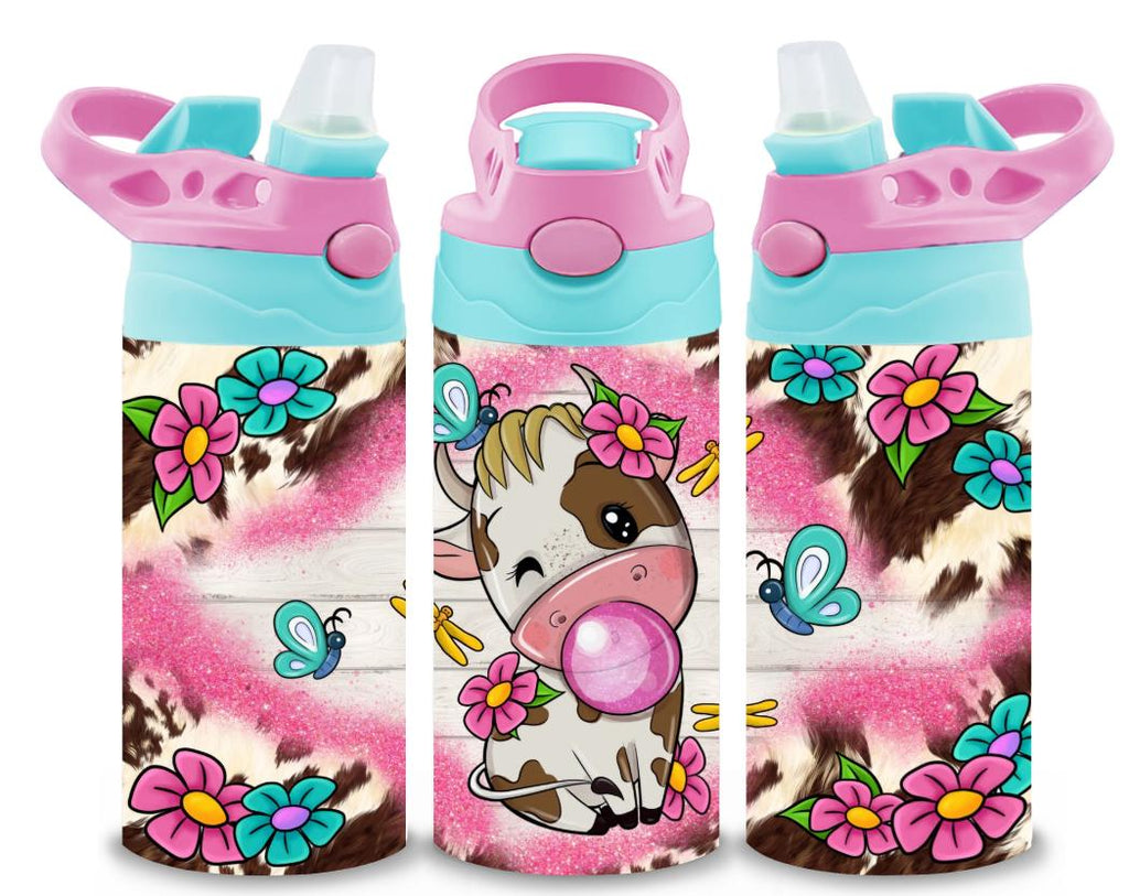 Cow Childrens Tumbler Cup With Silcone Sprout Sport Lid