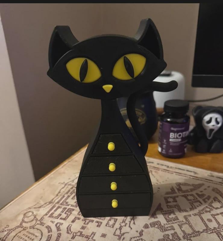 Alice in wonderland Theme cherish cat jewellery box unique (22cm H x 10cm W 5cm depth)