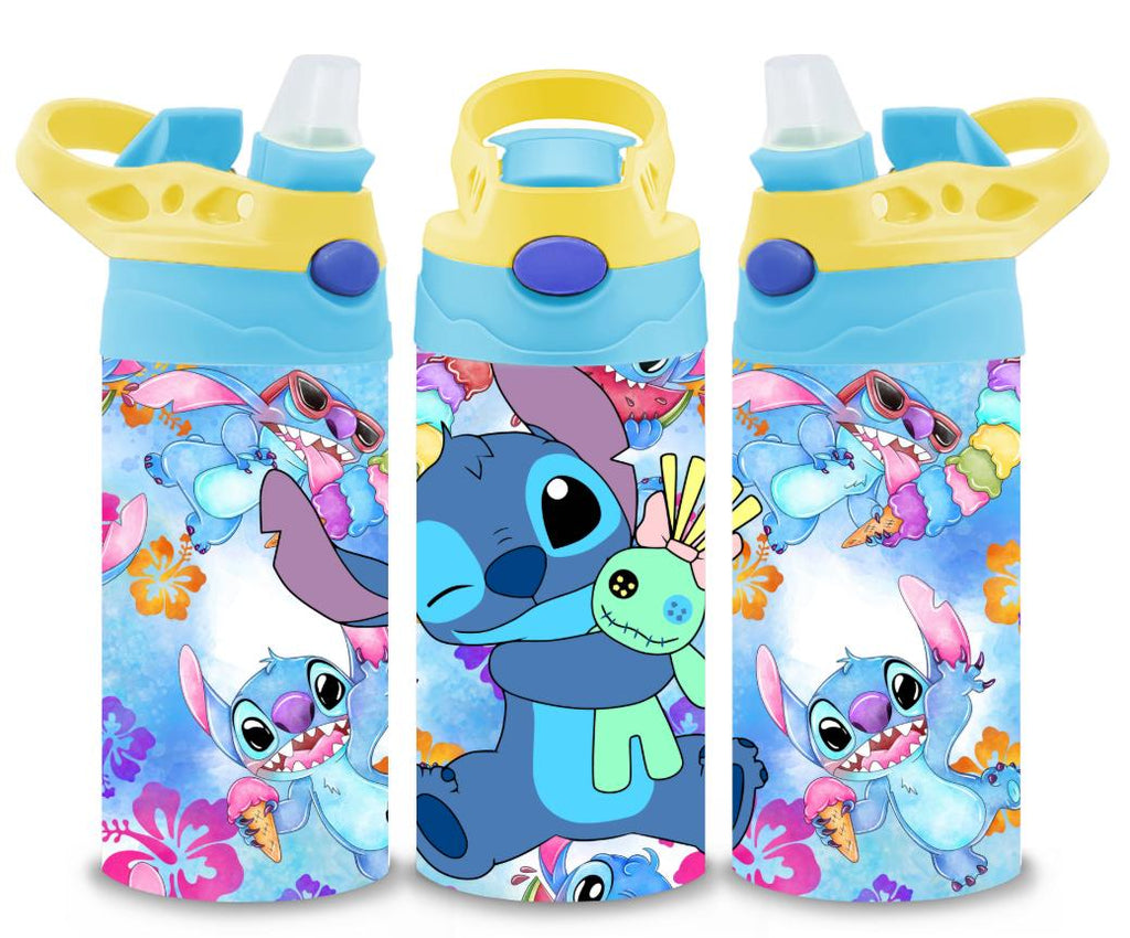 Stitch Themed 12oz Printed Childrens Tumbler Cup With Silcone Sprout Sport Lid