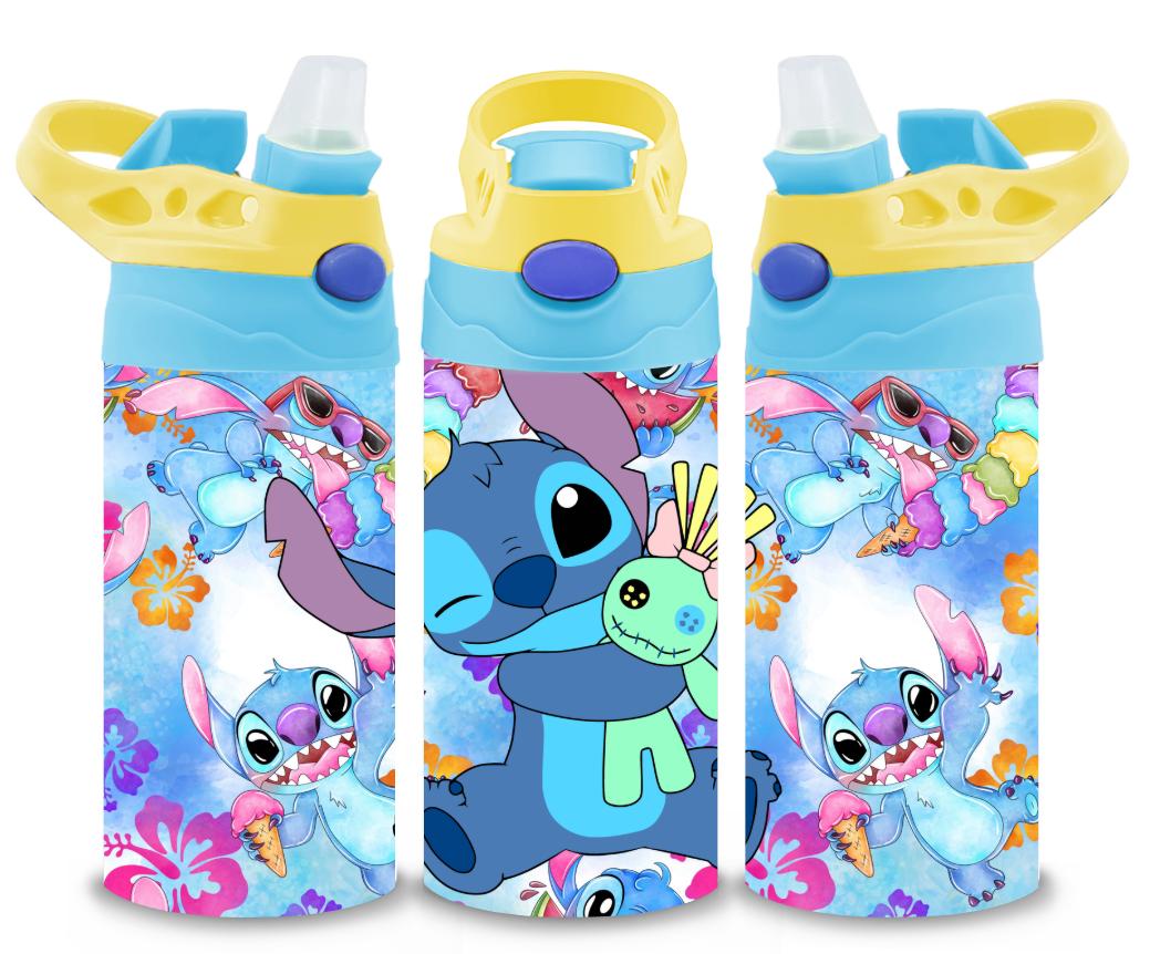 Stitch Themed 12oz Printed Childrens Tumbler Cup With Silcone Sprout Sport Lid
