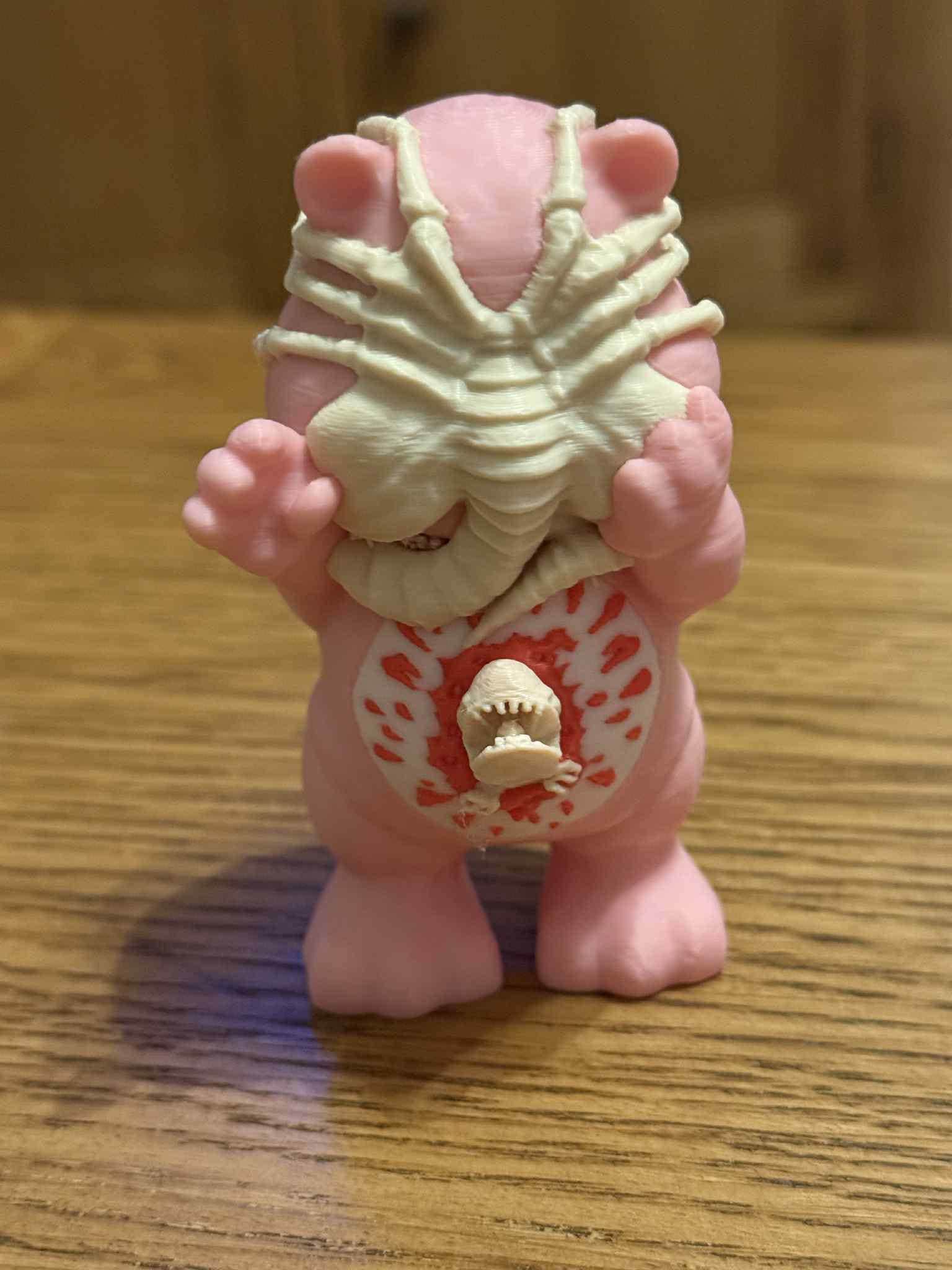 Care bear Face-hugger Figure 3D Printed Hug with a Twist of Sci-Fi Cuteness!