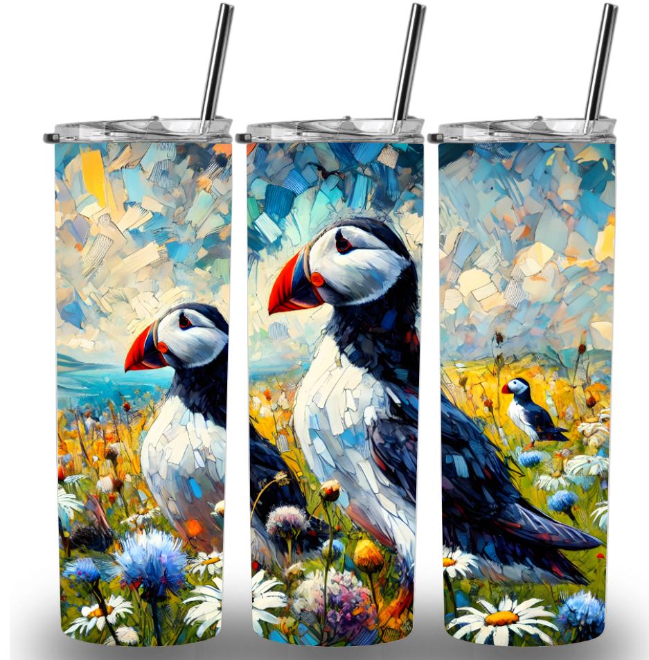 Puffins Themed 20oz Custom Printed Tumbler