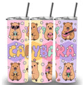 Capybara pink and yellow 20oz Custom Printed Tumbler