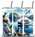 Puffins By The Sea Themed  20oz Custom Printed Tumbler