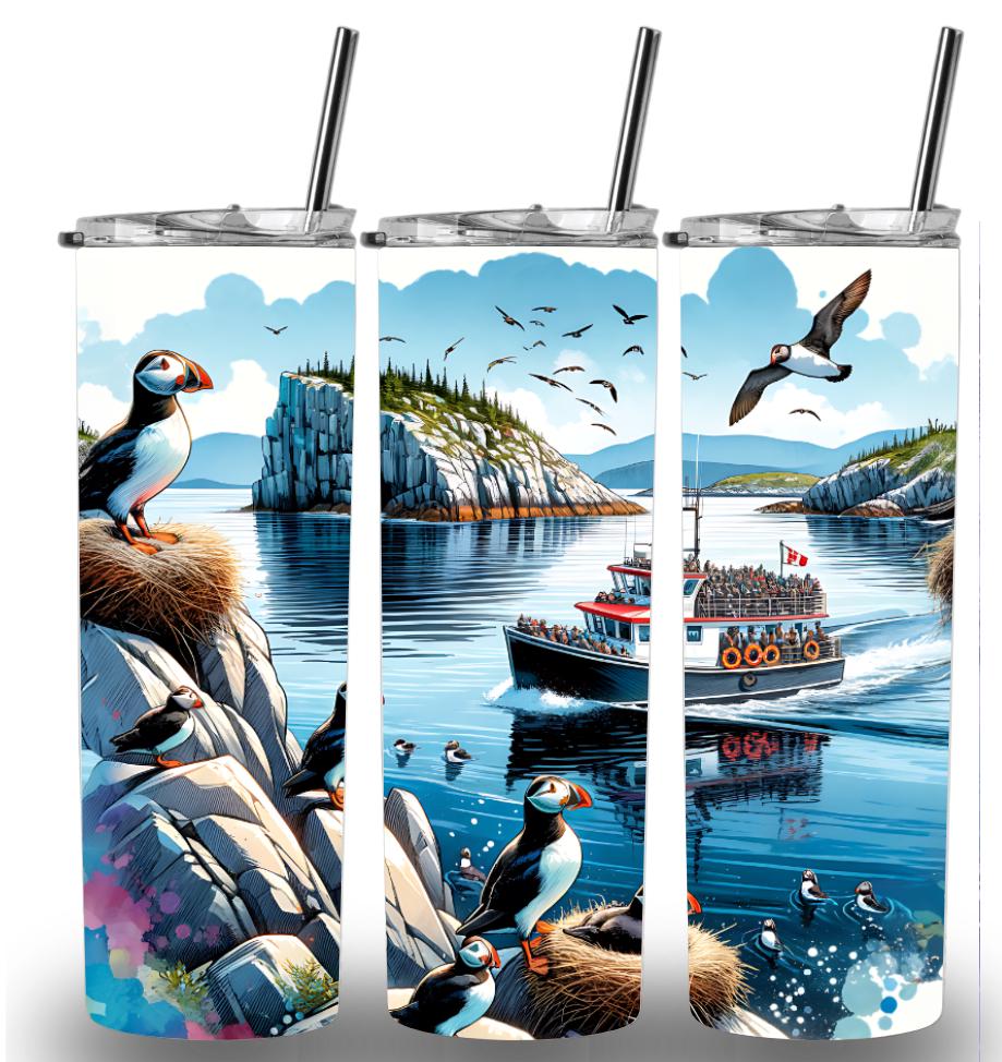 Puffins By The Sea Themed  20oz Custom Printed Tumbler