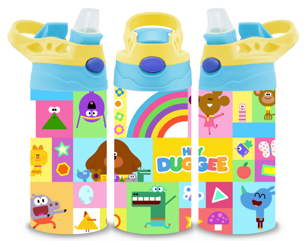 Hey Duggee Themed 12oz Printed Childrens Tumbler Cup With Silcone Sprout Sport Lid