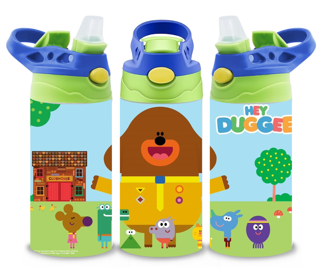 Hey Duggee Themed 12oz Printed Childrens Tumbler Cup With Silcone Sprout Sport Lid