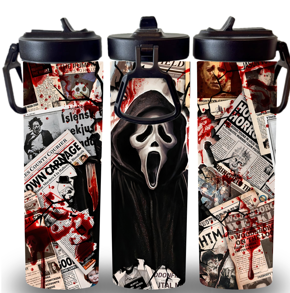 Scream Horror Themed  20oz Screw Lids Custom Printed Tumbler