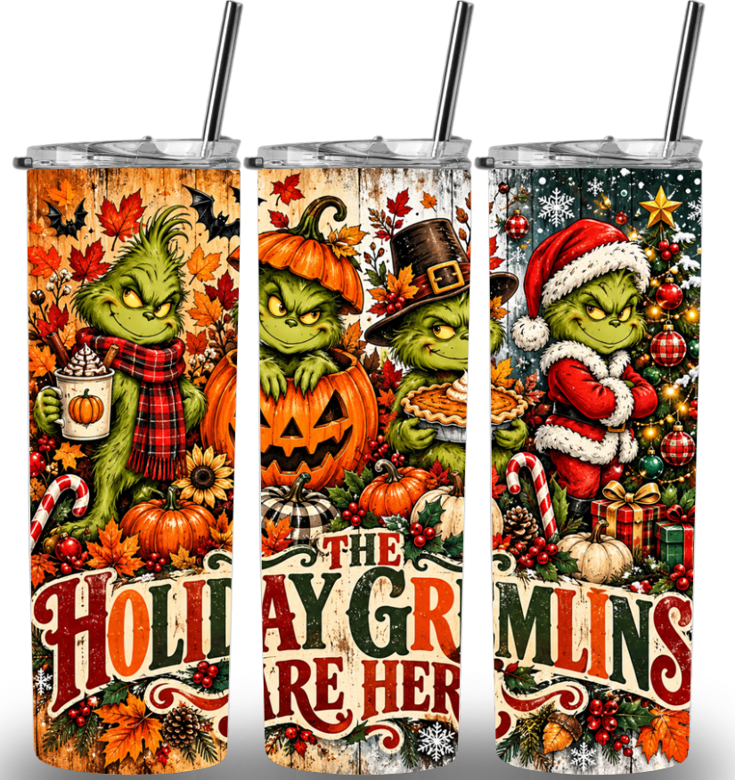 Christmas Themed Stainless Steel 20oz Custom Printed Tumbler
