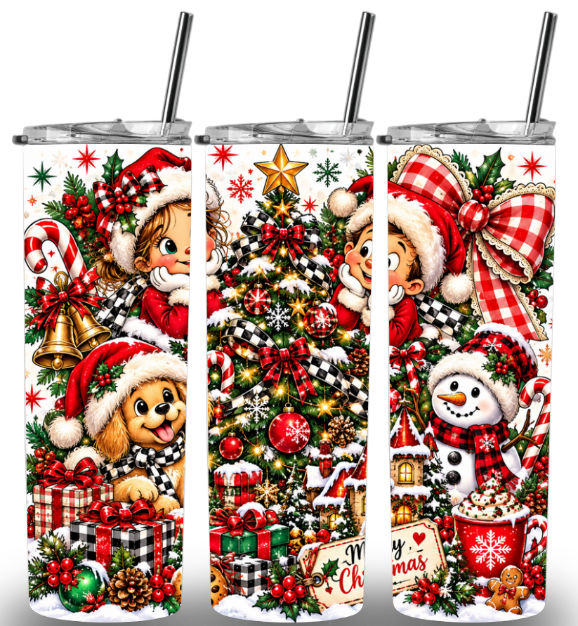Christmas Themed Stainless Steel 20oz Custom Printed Tumbler