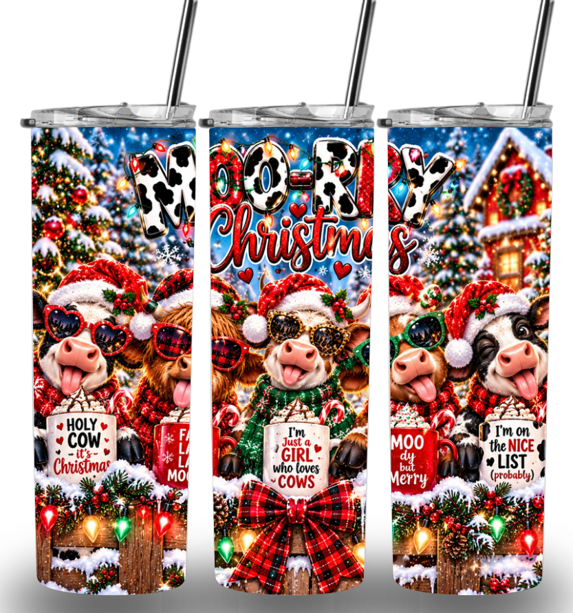 Christmas Themed Stainless Steel 20oz Custom Printed Tumbler