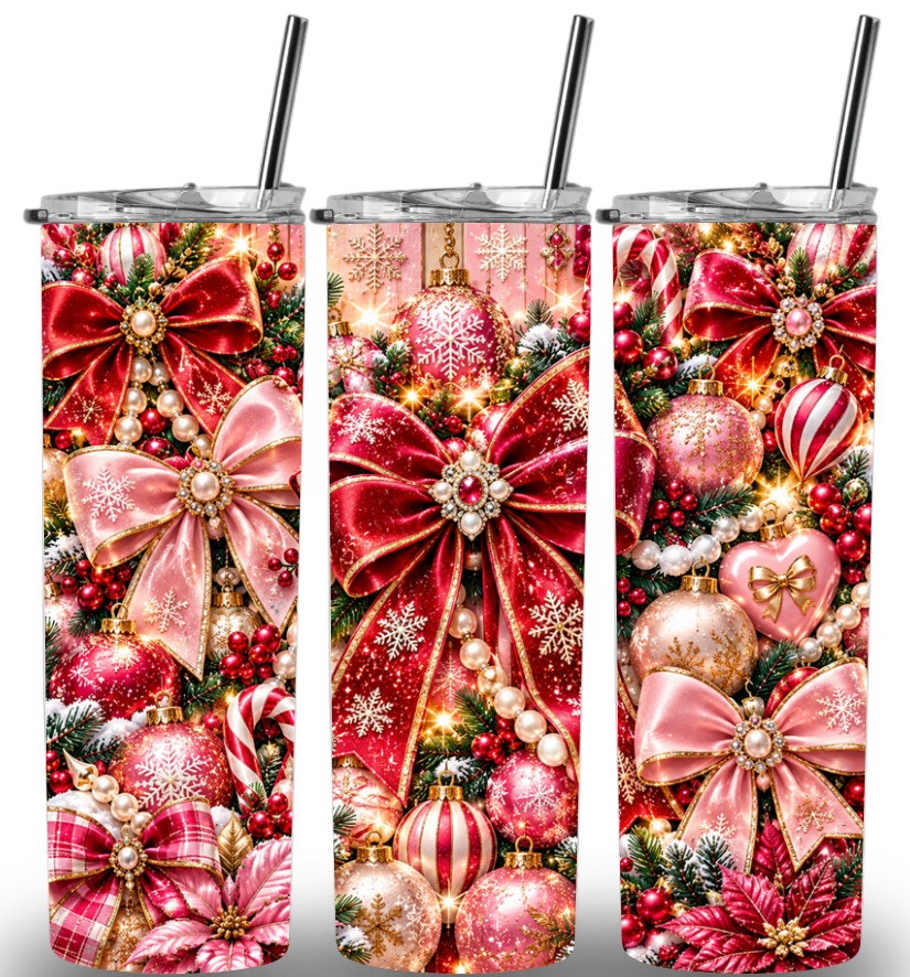 Christmas Themed Stainless Steel 20oz Custom Printed Tumbler