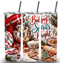 Christmas Themed Stainless Steel 20oz Custom Printed Tumbler