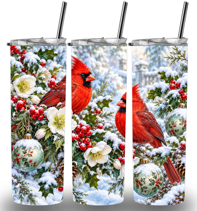 Christmas Themed Stainless Steel 20oz Custom Printed Tumbler
