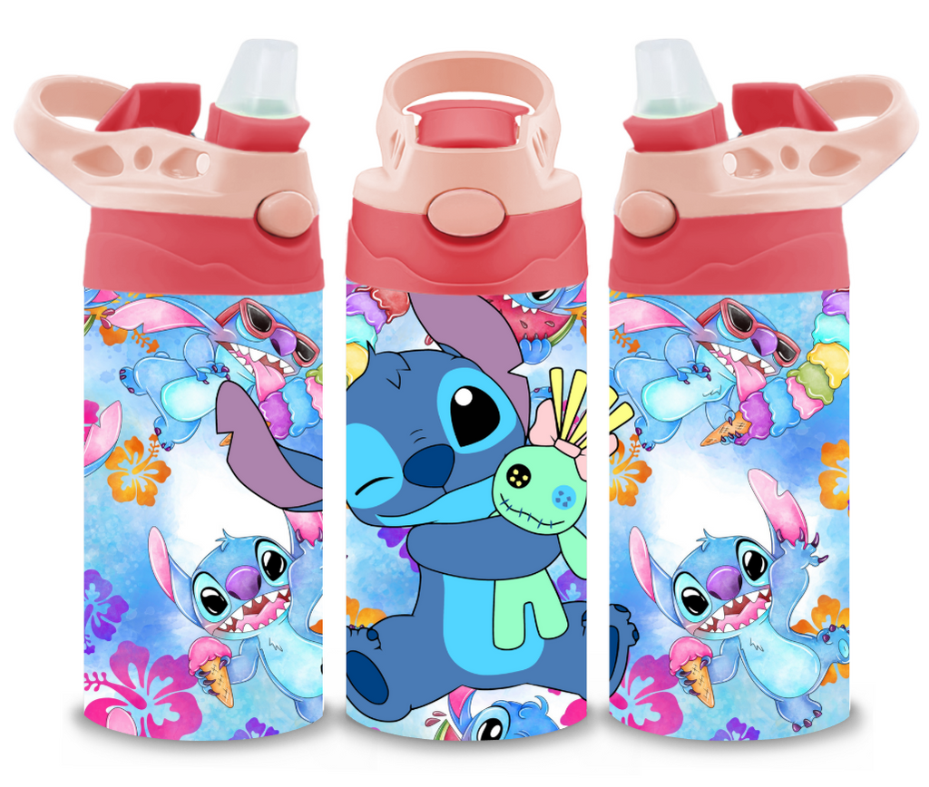 Stitch Themed 12oz Printed Childrens Tumbler Cup With Silcone Sprout Sport Lid