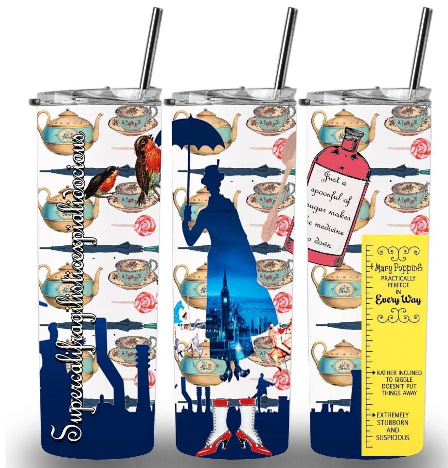 Mary Poppins Themed 20oz Custom Printed Tumbler