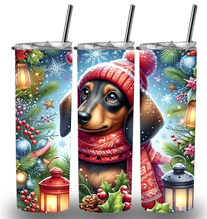 Dachshund Dog Christmas 20oz Custom Printed Tumbler
