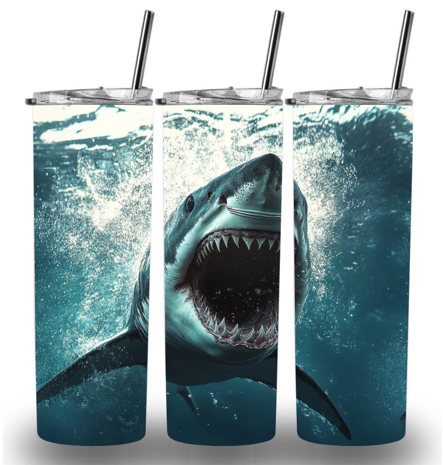 Great White Shark Tumbler | 20oz Insulated Stainless Steel