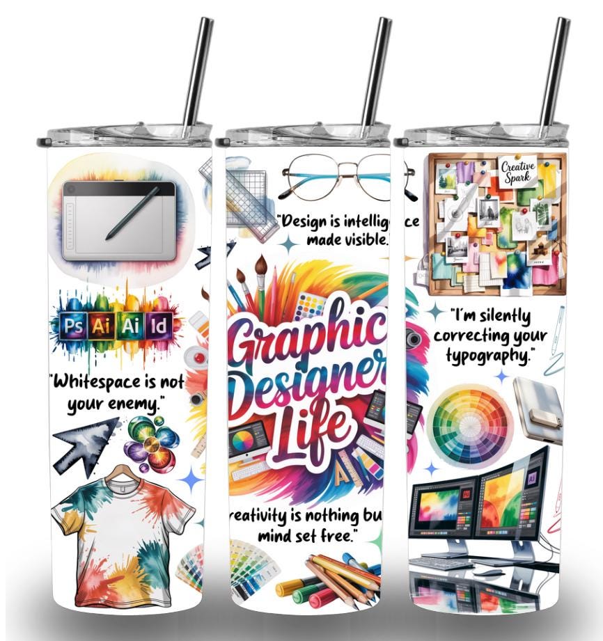 Graphic Designer Themed 20oz Custom Printed Tumbler