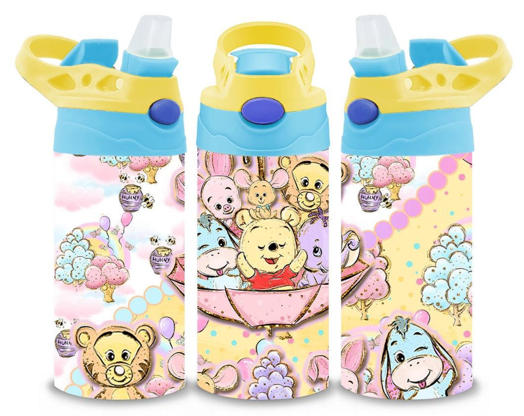 Winnie The Pooh Themed 12oz Printed Childrens Tumbler Cup With Silcone Sprout Sport Lid