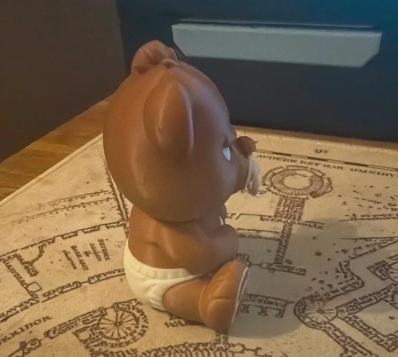 Cute baby bear figure with nappy and dummy 8cm tall