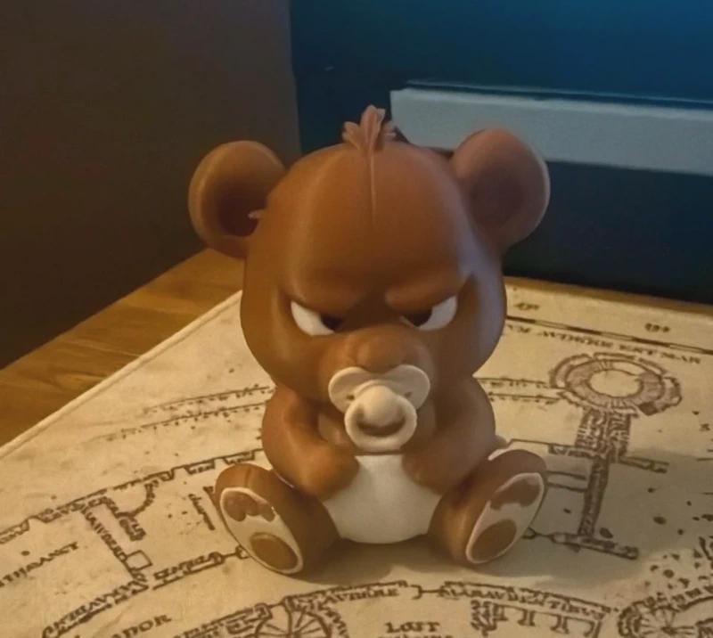 Cute baby bear figure with nappy and dummy 8cm tall