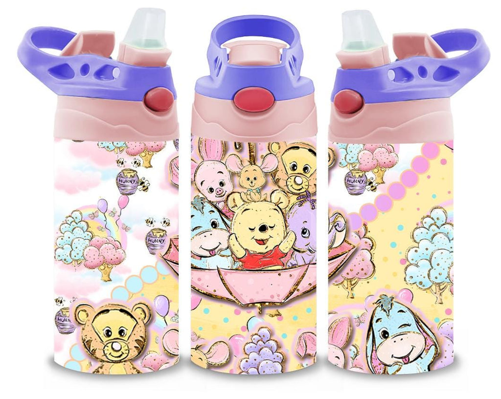 Winnie The Pooh Themed 12oz Printed Childrens Tumbler Cup With Silcone Sprout Sport Lid