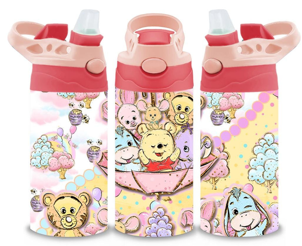 Winnie The Pooh Themed 12oz Printed Childrens Tumbler Cup With Silcone Sprout Sport Lid