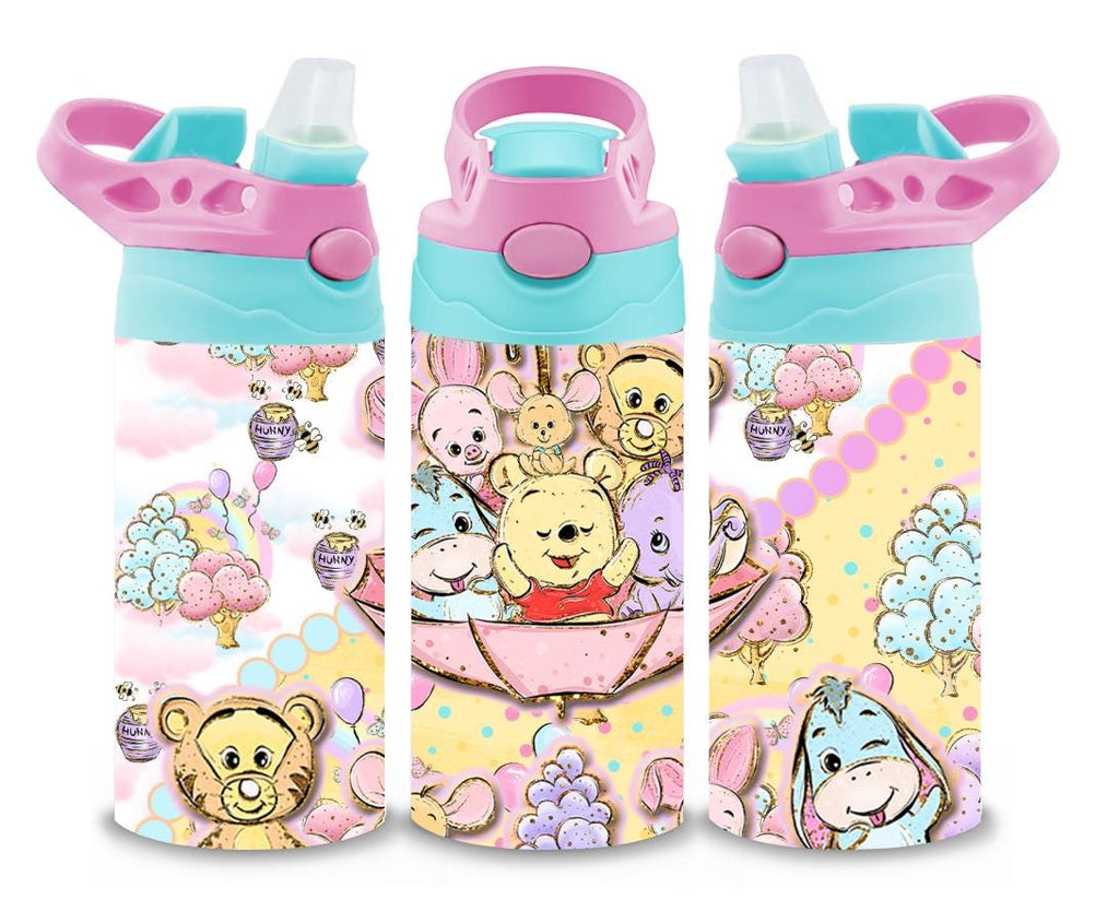 Winnie The Pooh Themed 12oz Printed Childrens Tumbler Cup With Silcone Sprout Sport Lid