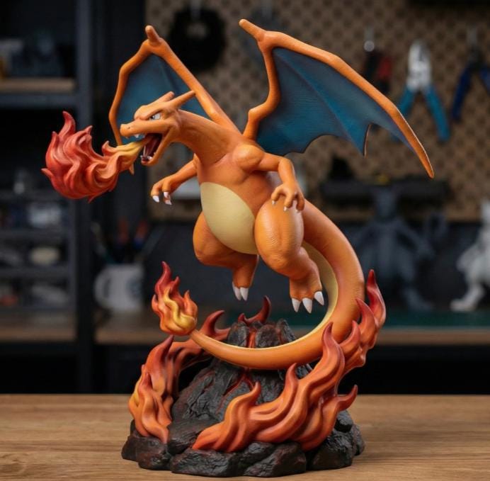 Charizard Figure Paint YourSelf 3D Printed Grey Model