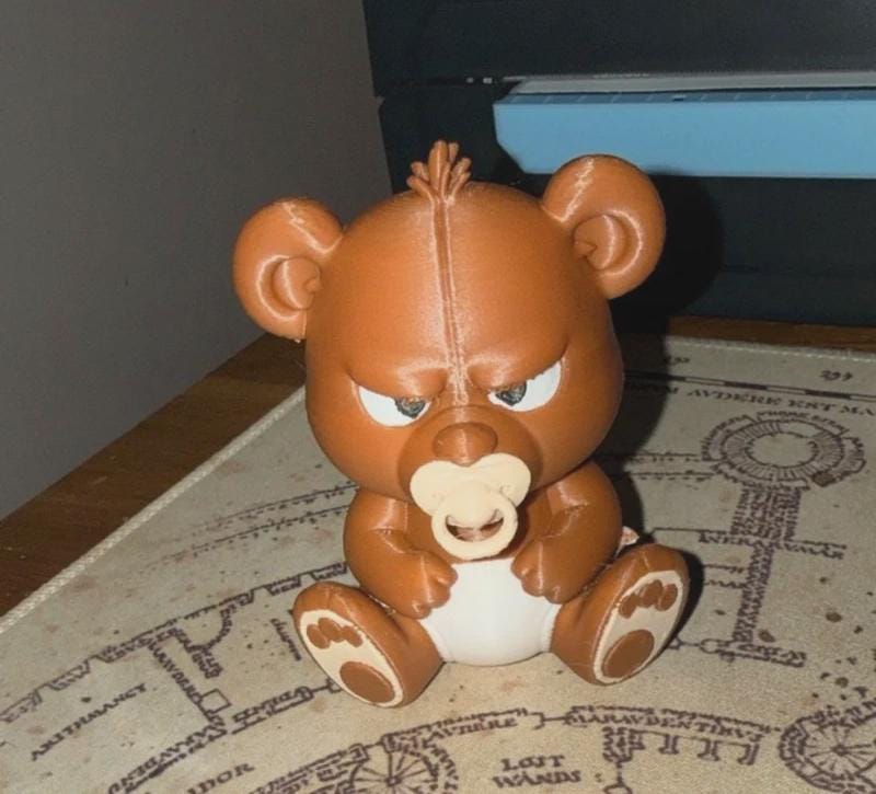 Cute baby bear figure with nappy and dummy 8cm tall