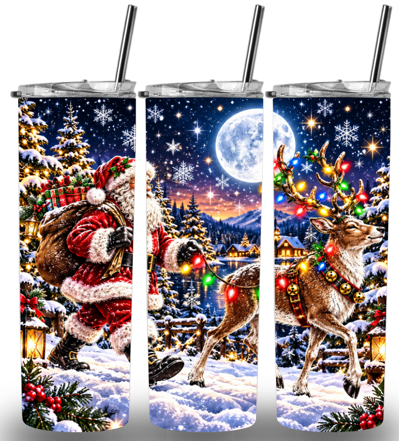 Christmas Themed Stainless Steel 20oz Custom Printed Tumbler